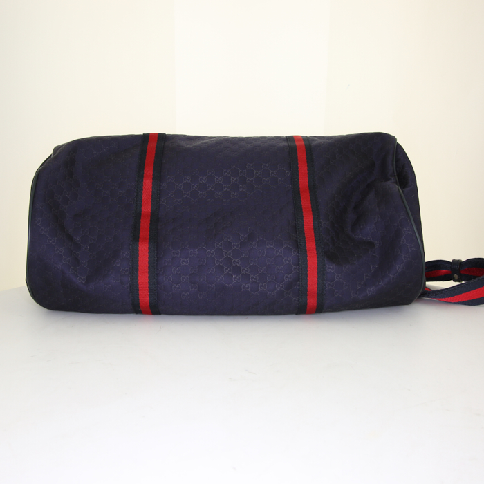 Gucci weekend bag in blue monogram canvas and red canvas - Detail D5