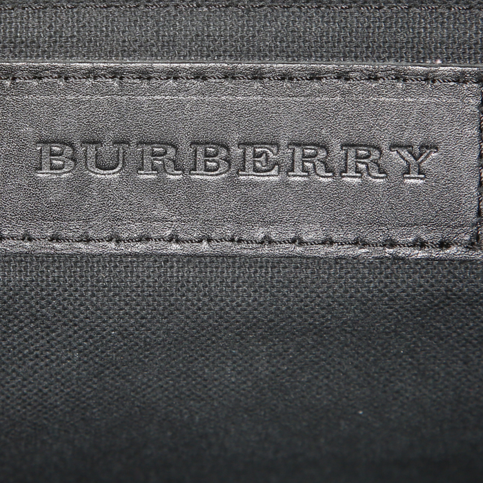 Burberry shoulder bag in beige Haymarket canvas and black leather - Detail D3