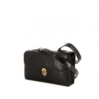 Sac bandoulière Hermès Escale en crocodile noir