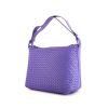 Bottega Veneta Pyramid handbag in purple braided leather - 00pp thumbnail