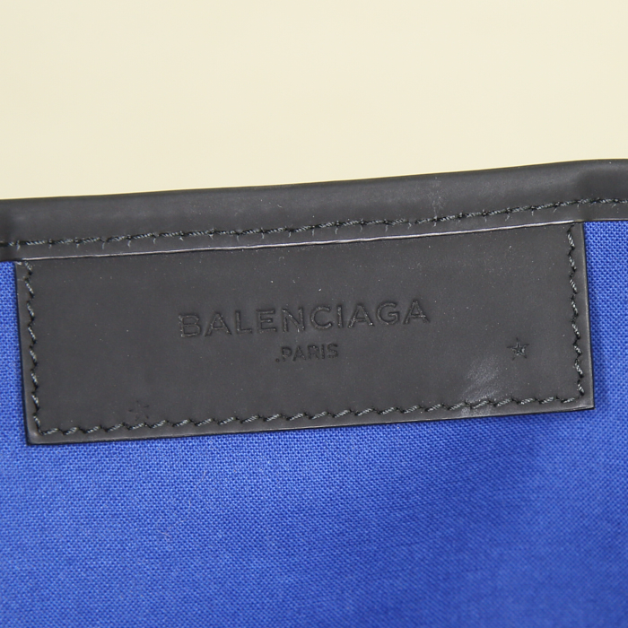 Bolso Cabás Balenciaga Navy cabas en lona revestida tricolor beige, azul y negra - Detail D3