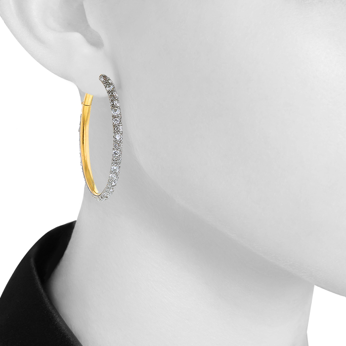 Pomellato Tango hoop earrings in pink gold,  white gold and diamonds