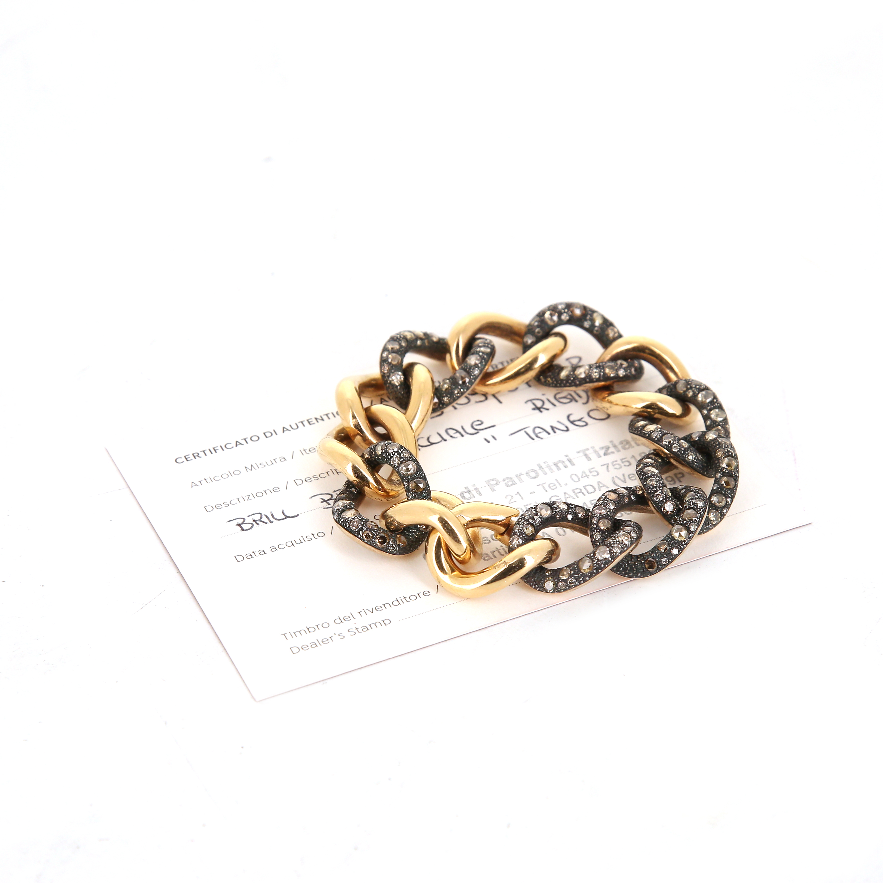 Pomellato Tango bracelet in pink gold,  silver and diamonds - Detail D2