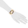 Rigid Pomellato Tango cuff bracelet in pink gold,  silver and diamonds - Detail D1 thumbnail
