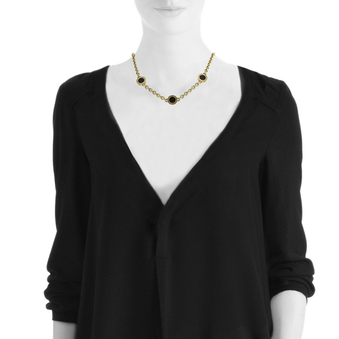 Collier souple Bulgari Bulgari Bulgari en or jaune et onyx - Detail D1