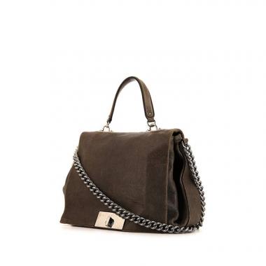 Borsa da spalla o a mano Celine Watch Me Work in pelle color talpa