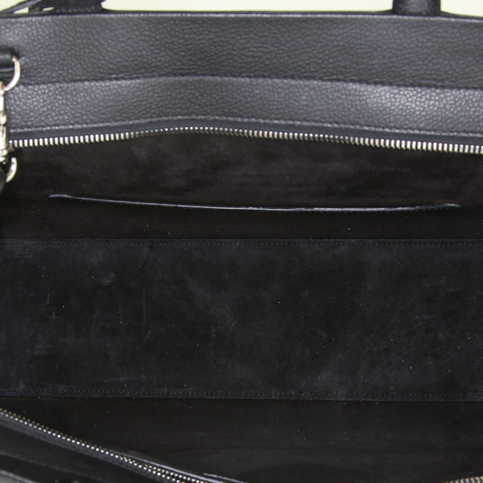 Borsa Saint Laurent Rive Gauche modello medio in pelle martellata nera e camoscio nero - Detail D3