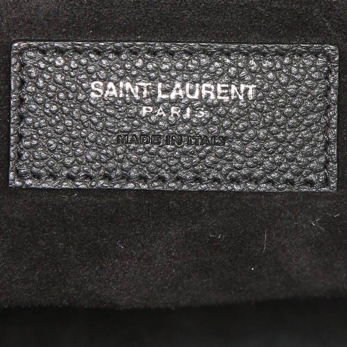 Borsa Saint Laurent Rive Gauche modello medio in pelle martellata nera e camoscio nero - Detail D4