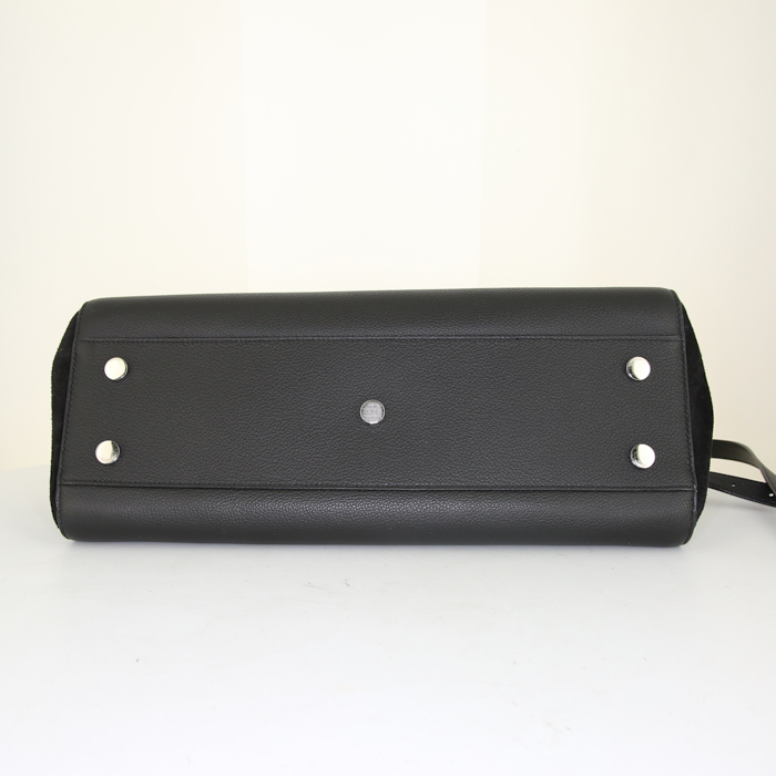 Borsa Saint Laurent Rive Gauche modello medio in pelle martellata nera e camoscio nero - Detail D5