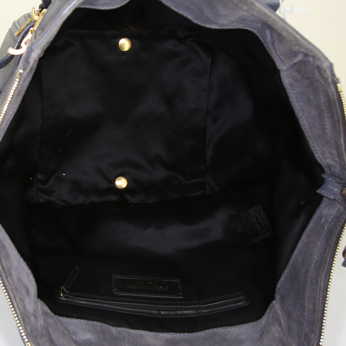 Saint Laurent Downtown small model handbag in mauve glittering leather - Detail D2