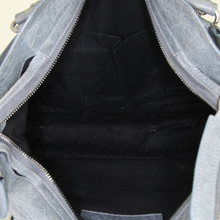 Sac à main Balenciaga Velo petit modèle en cuir bleu-gris - Detail D3