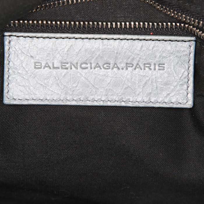 Borsa Balenciaga Velo modello piccolo in pelle blu cadetto - Detail D4