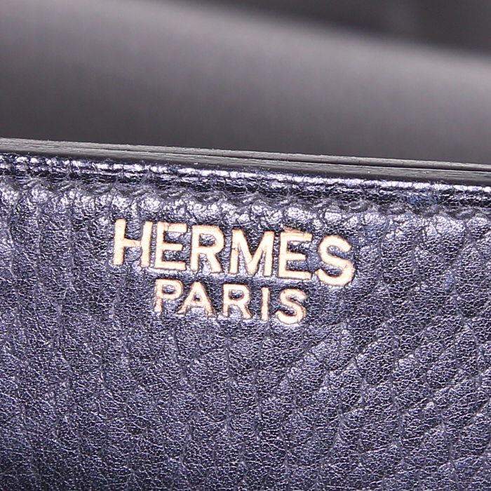 Hermès Sac à dépêches briefcase in black Fjord leather - Detail D3