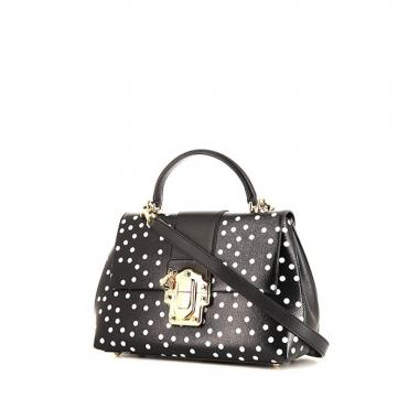 Sac bandoulière Dolce & Gabbana Lucia en cuir noir et blanc
