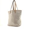 Shopping bag Hermès Amedaba Diago in pelle intrecciata color talpa e argentata - 00pp thumbnail