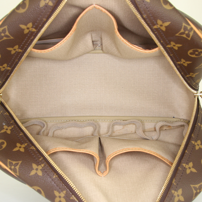 Louis Vuitton Deauville handbag in brown monogram canvas and natural leather - Detail D2