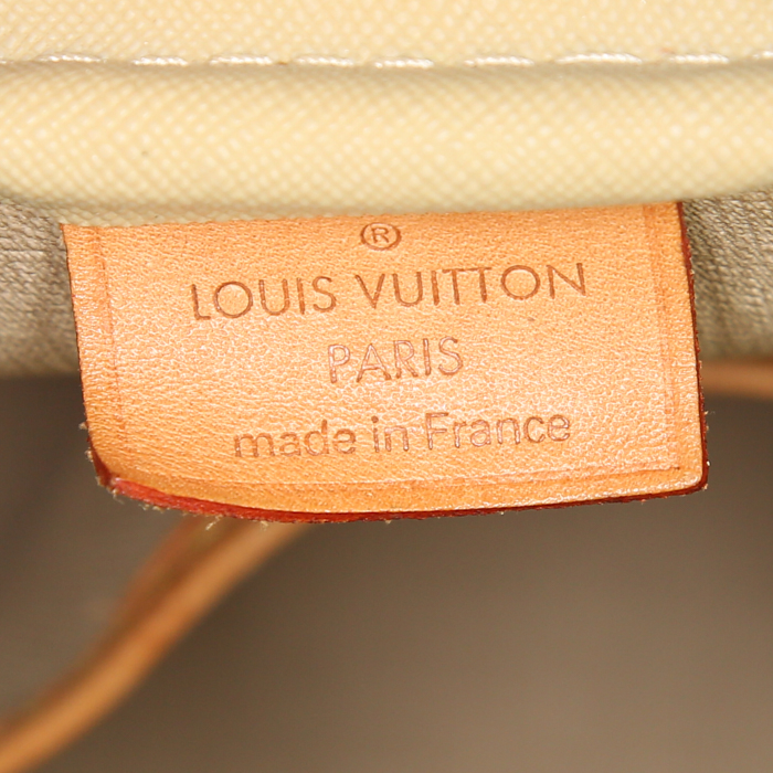 Sac à main Louis Vuitton Deauville en toile monogram marron et cuir naturel - Detail D4