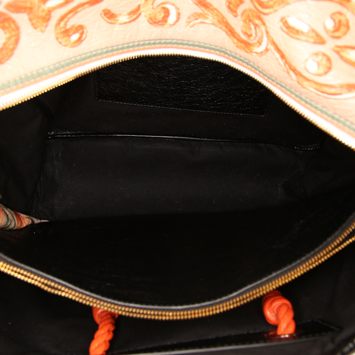 Sac à main Balenciaga Blanket Square en cuir orange - Detail D3