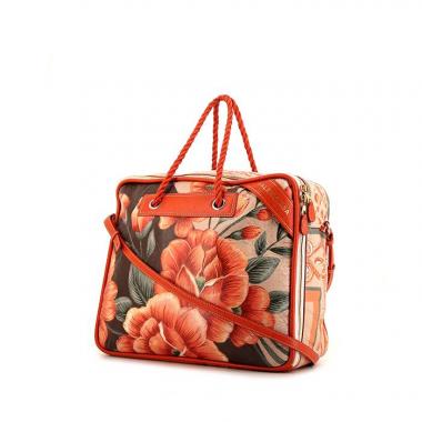 Borsa Balenciaga Blanket Square in pelle arancione a fiori