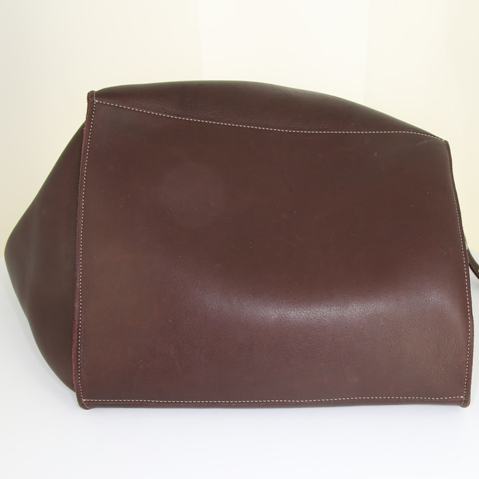 Sac cabas Celine Big Bag moyen modèle en cuir bordeaux - Detail D4