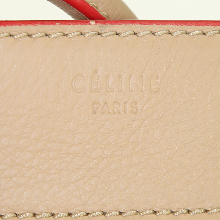 Céline Phantom shopping bag in beige leather and red piping - Detail D3