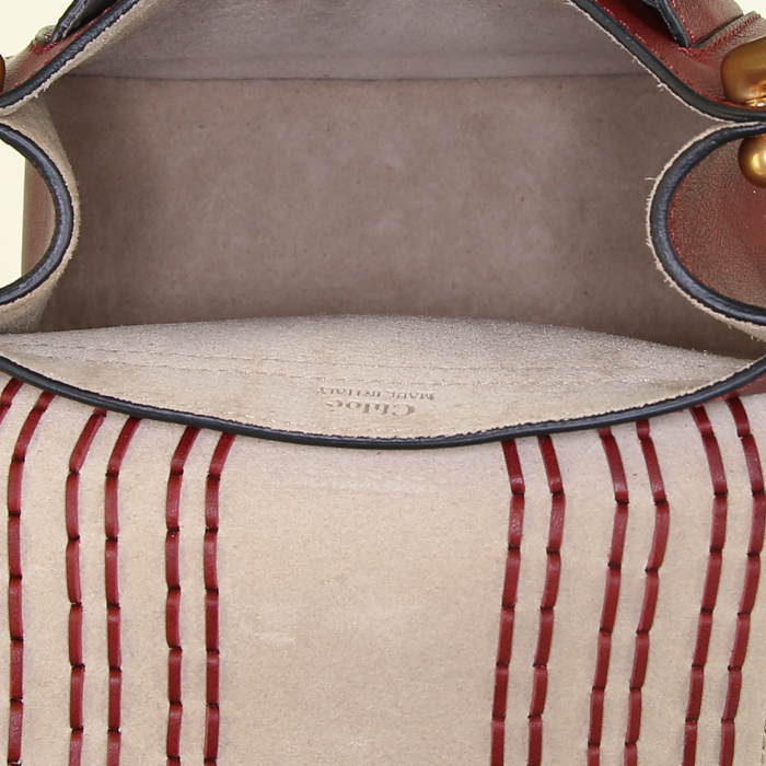 Chloé Hudson shoulder bag in burgundy leather - Detail D3