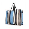 Balenciaga Bazar shopper size L handbag in blue, black and white tricolor leather - 00pp thumbnail
