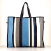 Balenciaga Bazar shopper size L handbag in blue, black and white tricolor leather - 360 thumbnail