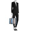 Balenciaga Bazar shopper size L handbag in blue, black and white tricolor leather - Detail D1 thumbnail