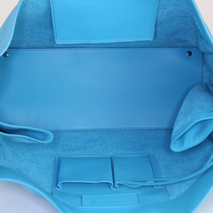 Sac cabas Balenciaga Papier A4 en cuir turquoise - Detail D2