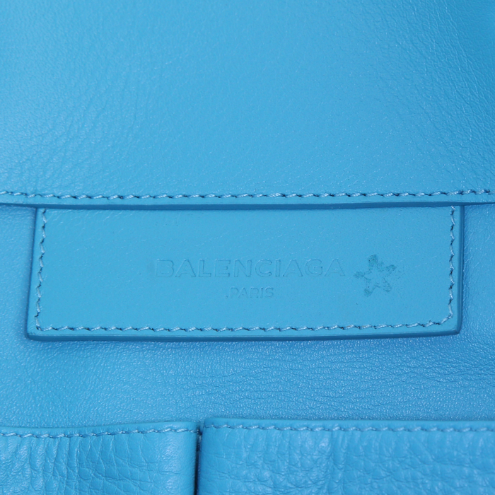 Balenciaga Papier A4 shopping bag in turquoise leather - Detail D3