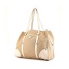 Shopping bag Prada in tela beige e pelle bianco sporco - 00pp thumbnail