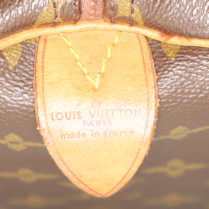 Louis Vuitton Keepall 55 cm travel bag in brown monogram canvas and natural leather - Detail D3