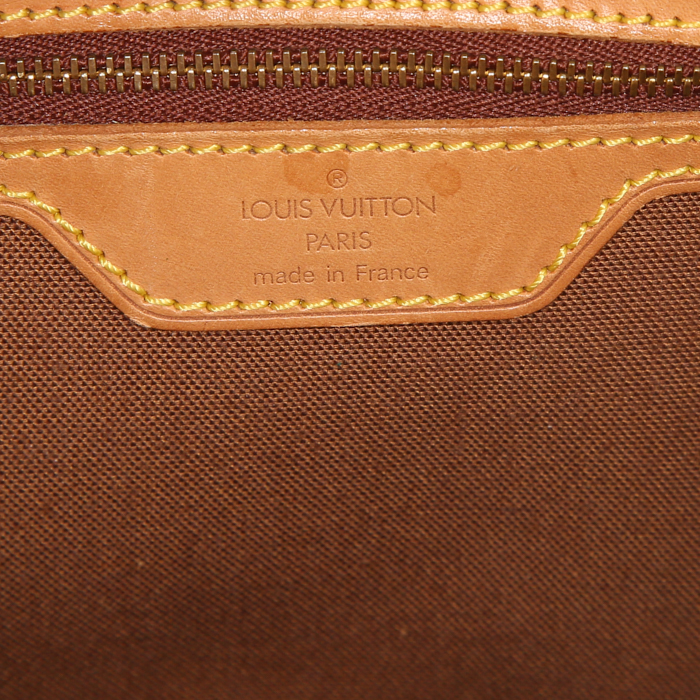 Borsa a tracolla Louis Vuitton Gibecière in tela monogram marrone e pelle naturale - Detail D3