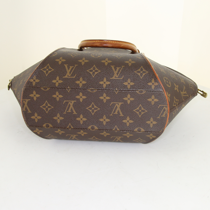 Borsa Louis Vuitton Ellipse modello grande in tela monogram marrone e pelle naturale - Detail D4