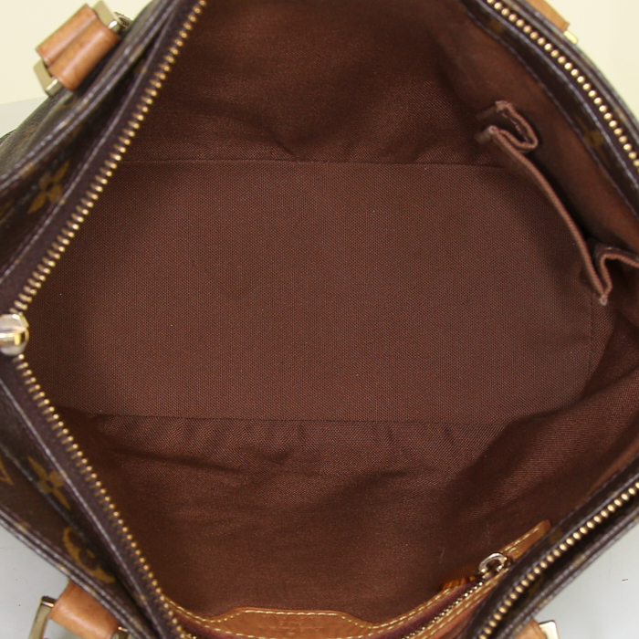 Bolso Cabás Louis Vuitton Piano en lona Monogram revestida marrón y cuero natural - Detail D2