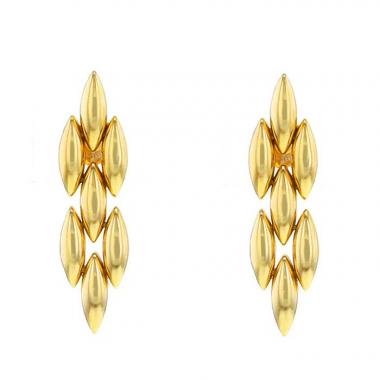 Paire de pendants d'oreilles époque années 90 articulée Cartier Gentiane en or jaune