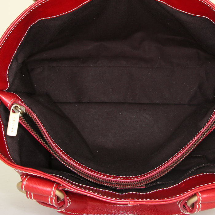 Celine Boogie handbag in red leather - Detail D2