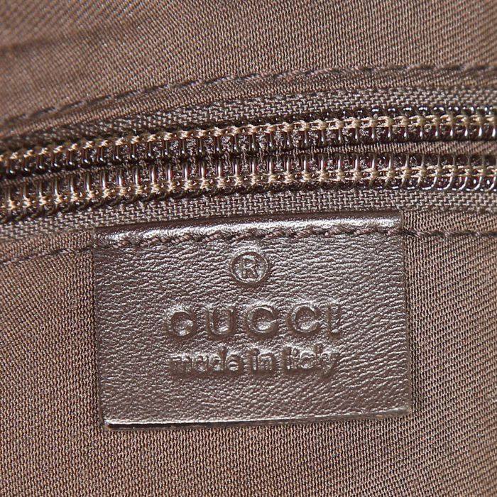 Gucci Suprême GG luggage in beige monogram canvas and brown leather - Detail D3