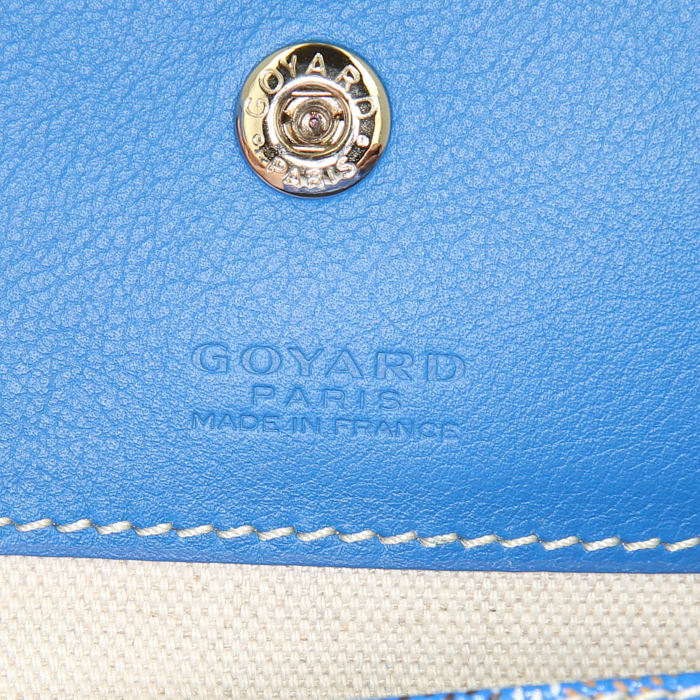 Shopping bag Goyard Saint-Louis modello grande in tela monogram cerata blu elettrico e pelle blu elettrico - Detail D3