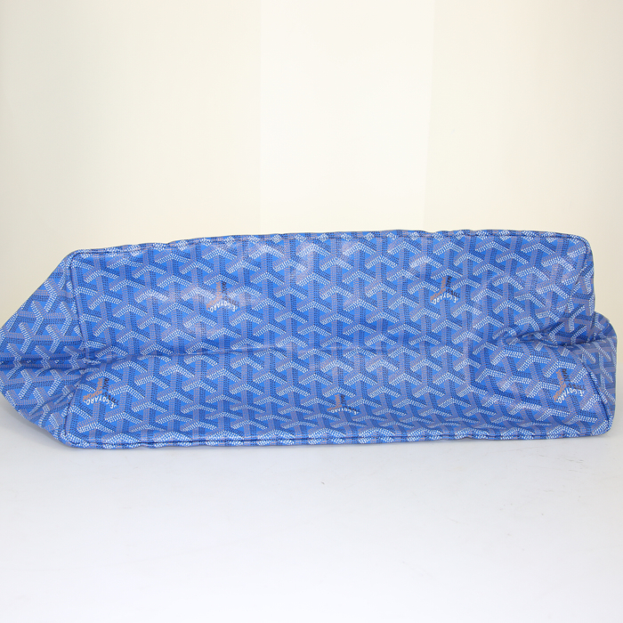 Bolso Cabás Goyard Saint-Louis modelo grande en lona Monogram revestida azul eléctrico y cuero azul eléctrico - Detail D4