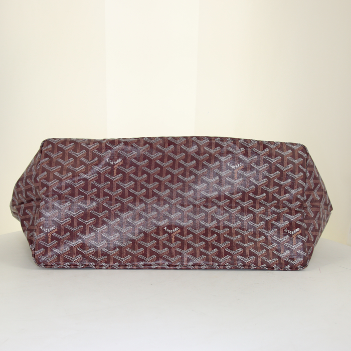 Sac cabas Goyard Saint-Louis grand modèle en toile monogram enduite bordeaux et cuir bordeaux - Detail D4