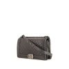 Chanel Boy shoulder bag in grey quilted leather - 00pp thumbnail