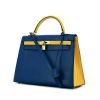 Hermes Kelly 32 cm handbag, 1997, in blue and yellow bicolor grained leather - 00pp thumbnail