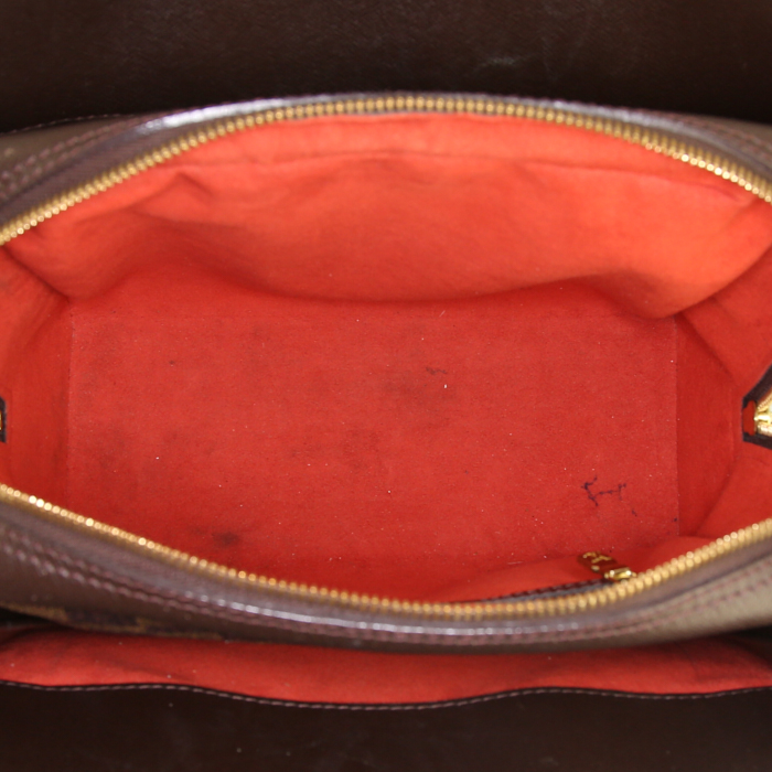 Louis Vuitton Triana handbag in ebene damier canvas and brown - Detail D2