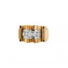 Vintage 1940's Tank ring in pink gold,  white gold and diamonds - 00pp thumbnail