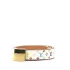 Cintura Louis Vuitton in tela monogram cerata multicolore bianca e pelle naturale - 00pp thumbnail
