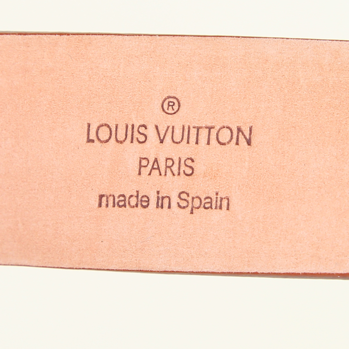 Louis Vuitton belt in white multicolor monogram canvas and natural leather - Detail D1