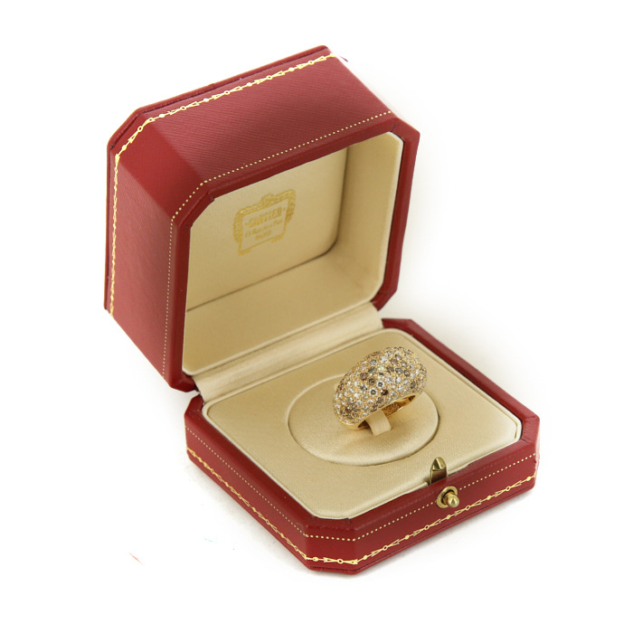 Sortija Cartier Sauvage en oro amarillo,  diamantes y diamantes marrones - Detail D2