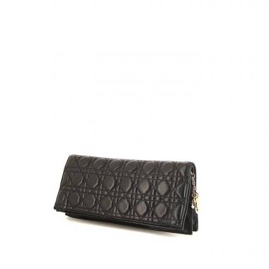 Dior Cannage pouch in black quilted leather